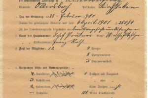 Die erste offizielle Erwähnung unserer Wehr erfolgte in der Anmeldung beim Niederösterreichischen Landes-Feuerwehr-Verband am 28. Februar 1901.